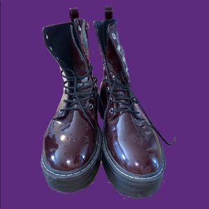 burgundy platform boots
